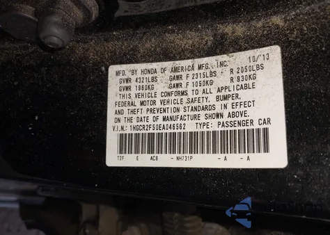 2014 Honda Accord Sport из США, поврежденный, VIN 1HGCR2F50EA046562